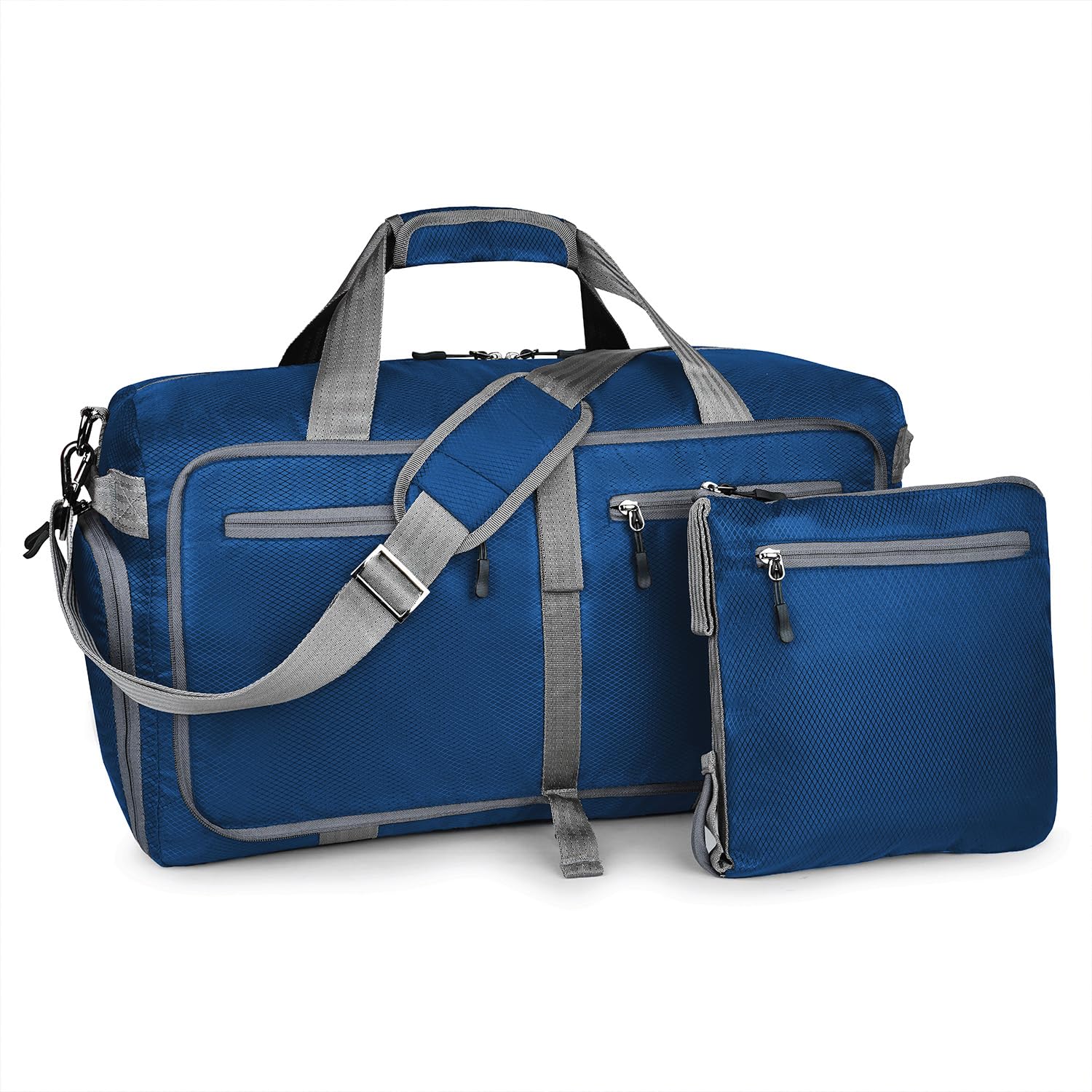 FATMUGFoldable Duffel Luggage Bag for Travel, Packing and Storage -Men and Women -(60 L, Navy Blue)