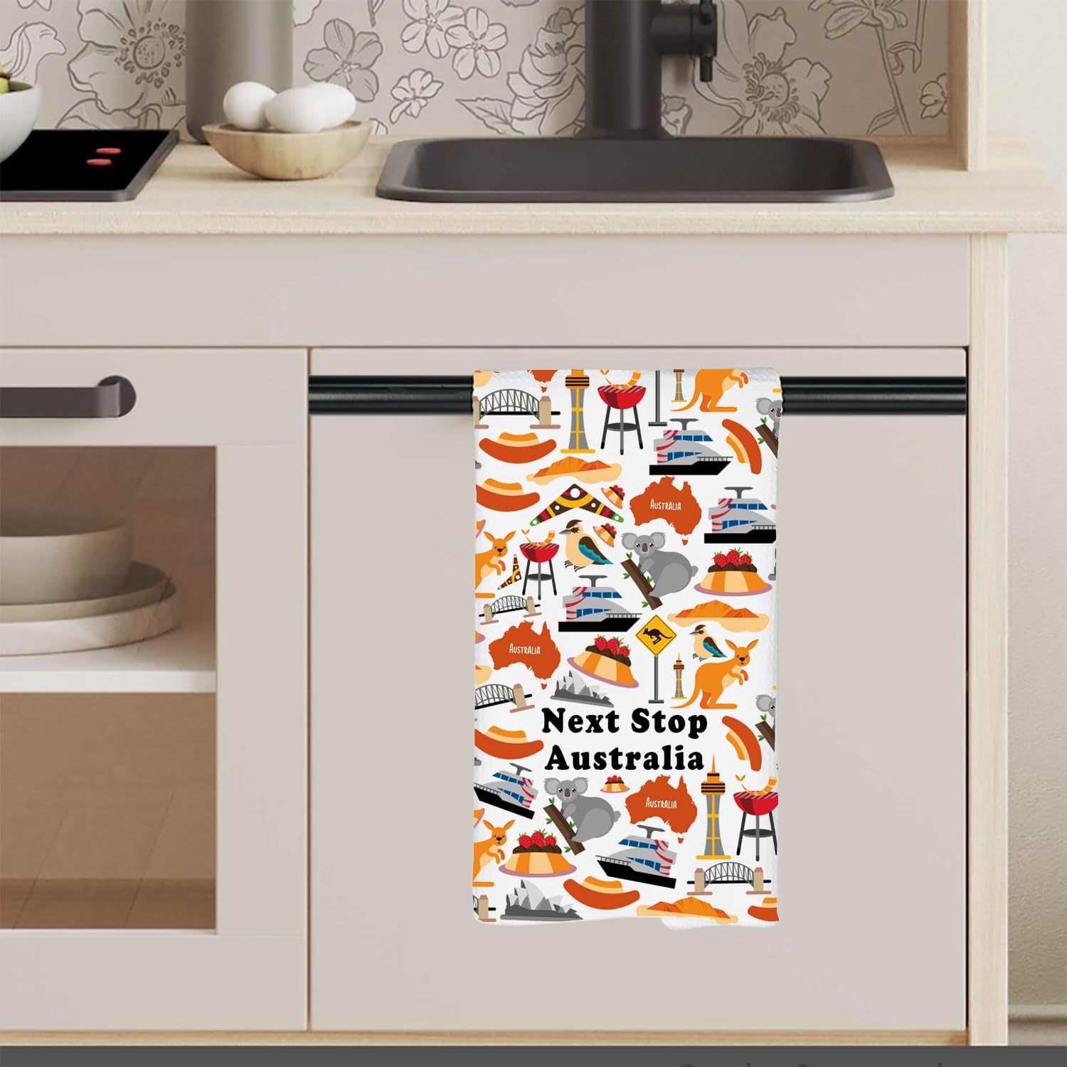 MNIGIU Australia Symbols Souvenir Kitchen Towel Australia Vcation Gift Australia Trip Dish Towel Australia Culture Gift - Image 3