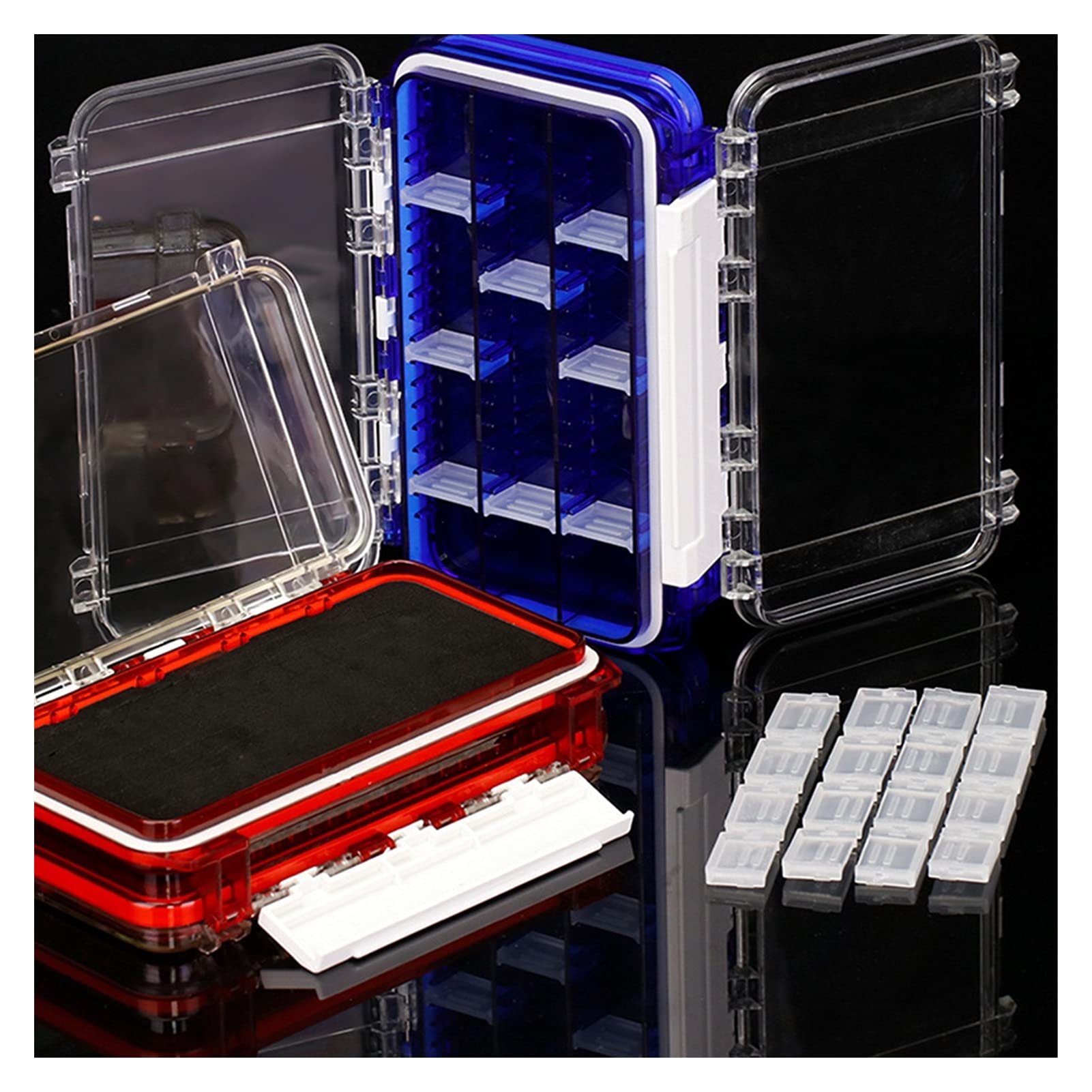 Angelzubehör Angelköder Haken Aufbewahrungsbox Doppelseitige Angelgerät Werkzeuge Organizer Hülle Fischhaken Köderköder Aufbewahrungskoffer Kleinteilebox (Color : Blauw)