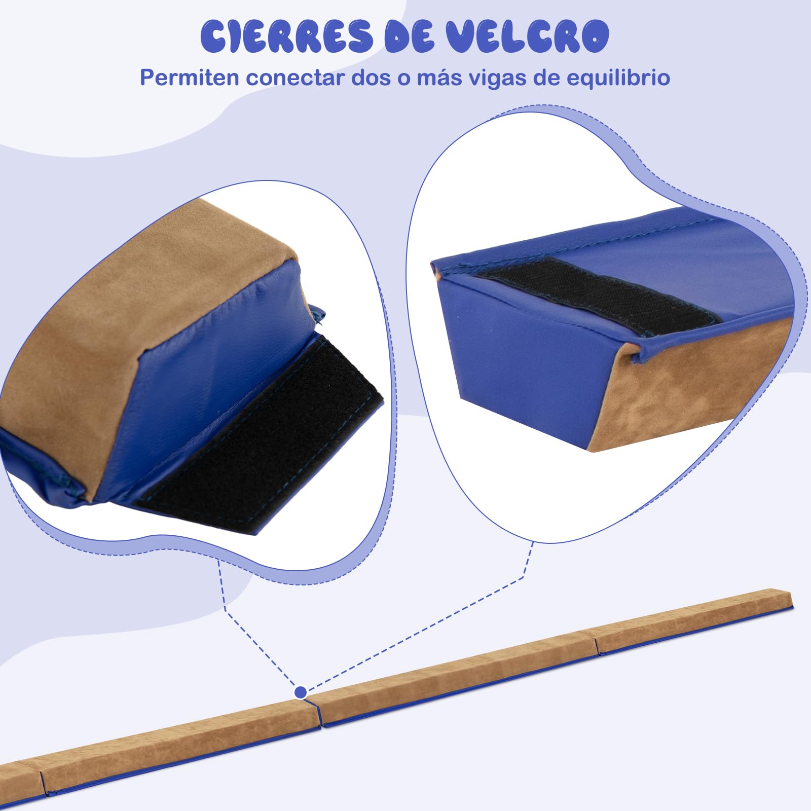 GOPLUS Barra de Equilibrio Gimnasia Plegable 240 cm, Viga de Equilibrio Artística con Manijas, Barra de Gimnasia Portátil Antideslizante para Niños, Adultos y Principiantes