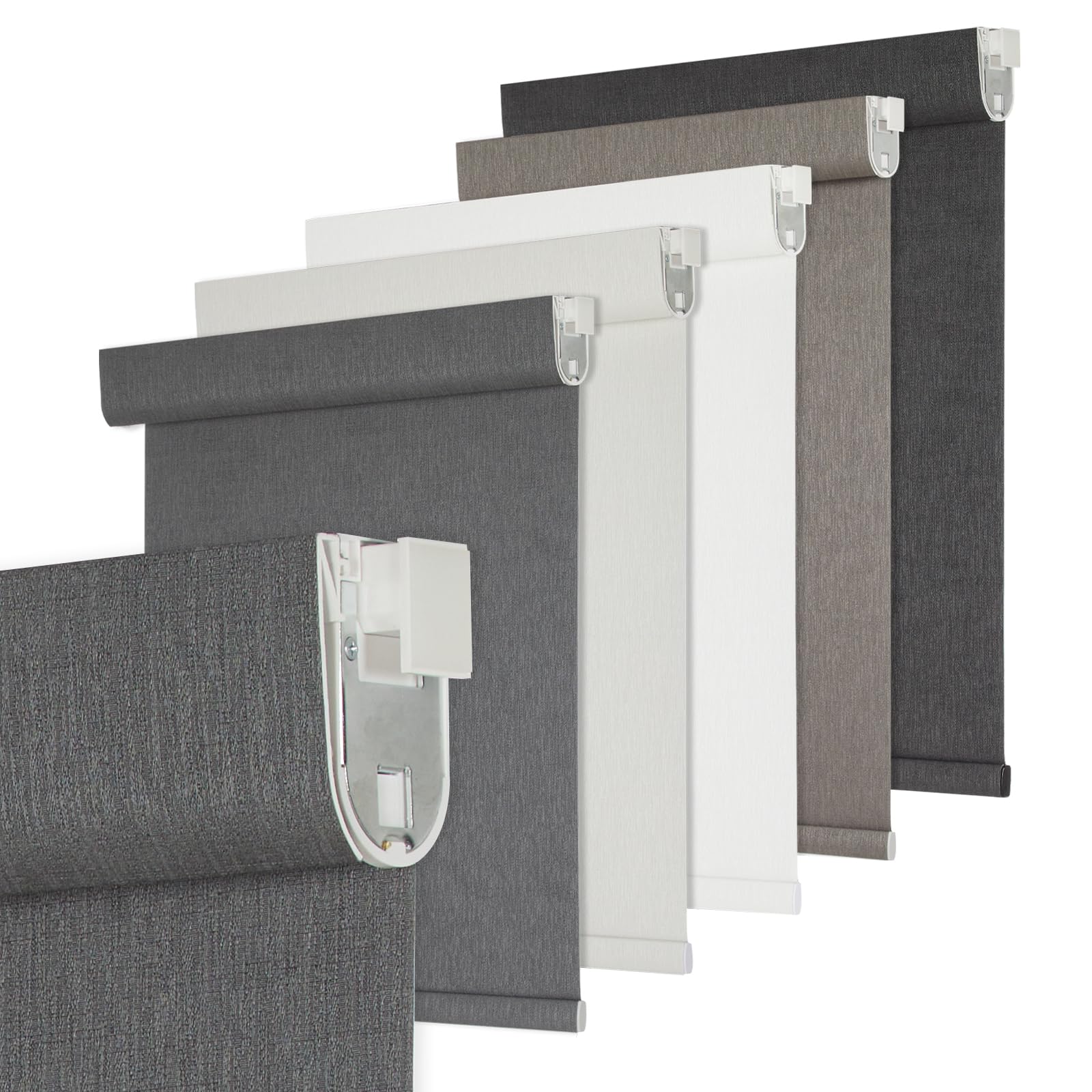 Tonature No Drill Blackout Roller Shades Cordless Window Blinds for Indoor Windows, Jacquard Fabric Pull Down Blinds for Home, Bedroom, Bathroom,