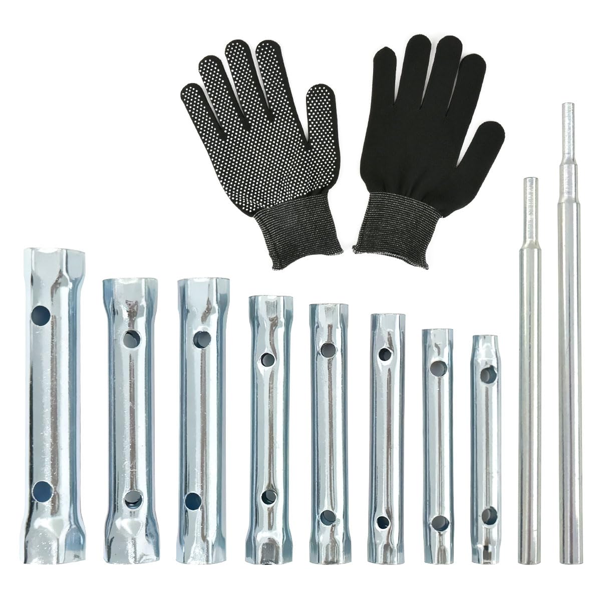 BATINO 10Pcs Dual-Ended Shower Valve Socket Wrench Set Faucet Nut Removal Tool for Removing Tub & Shower Valve Plumbers Socket Set Compatible Extended Spark Plug Wrench 6-22mm