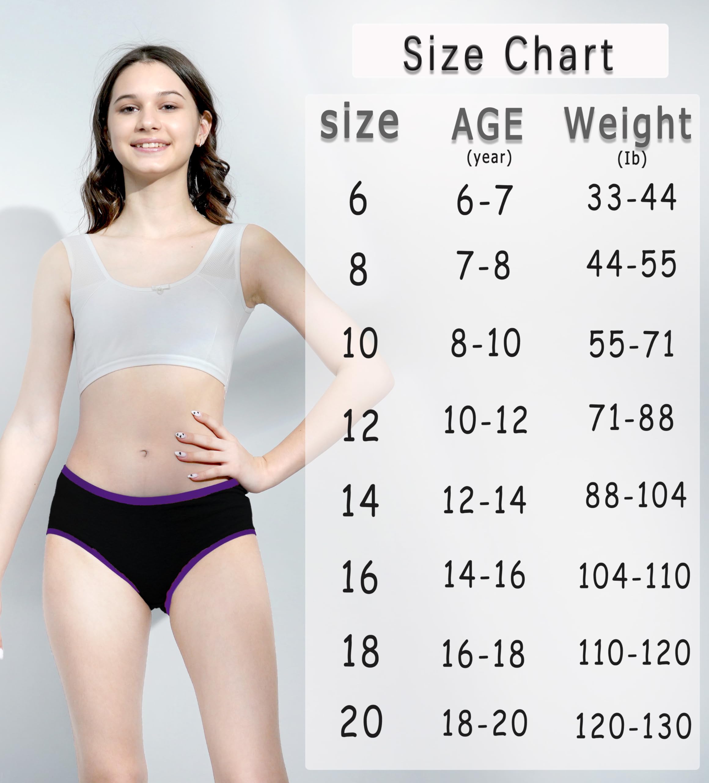 Ropa interior para niñas, bragas cómodas para adolescentes y niñas | Aberturas elásticas suaves y transpirables, agradables al tacto, de cobertura completa