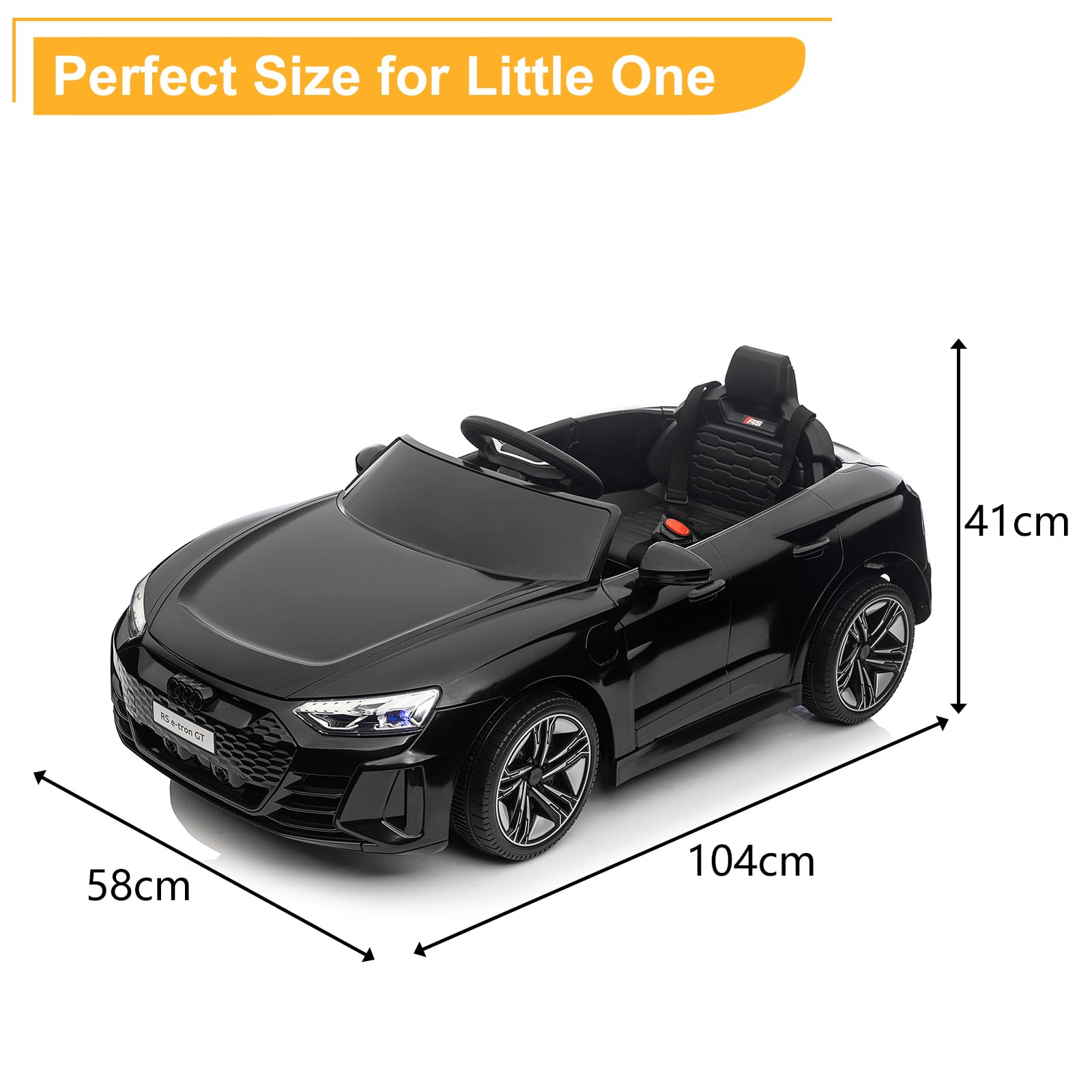 LEADZM Elektro Kinderauto 12V Kinder Elektroauto Kinderfahrzeug Schwarz | Musik & Hupe & Scheinwerfer, 3-5km/h für Kinder