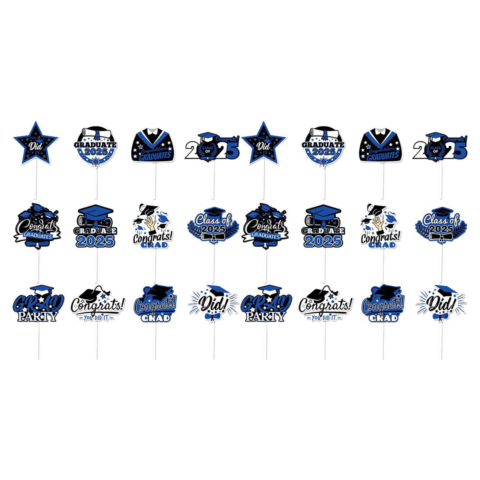 Xjdzineq 24Pieces Graduation Cake Decoration Toppers Decorative Appetizer Picks Decors Perfect for Festival Occasion Graduate Cupcake Decorations
