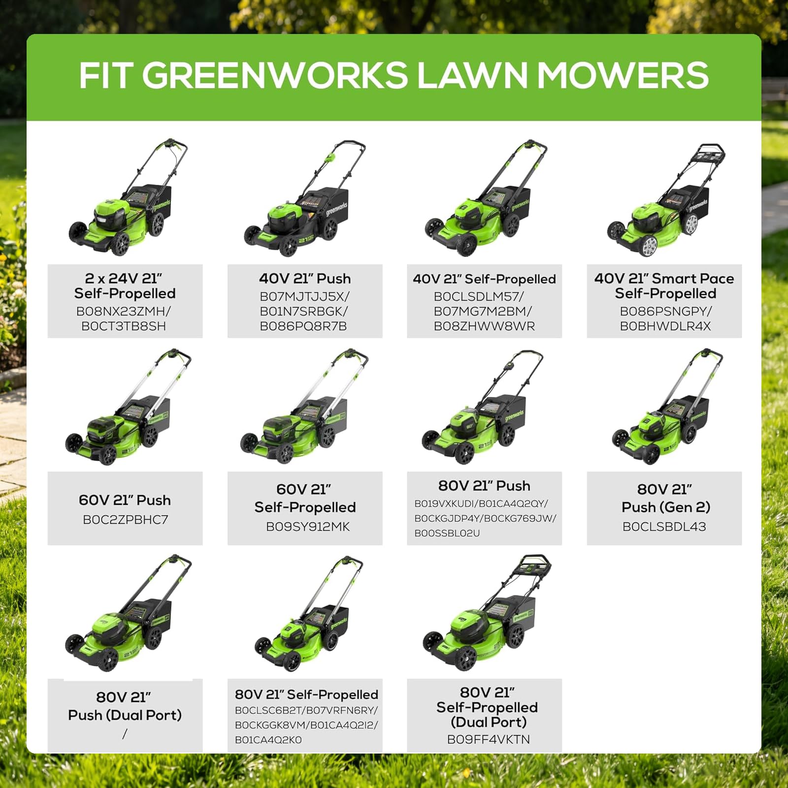 MO40L03 MO40L4413 MO48L4422 - Cuchilla para cortacésped autopropulsada Greenworks de 24 V, 40 V, 60 V, 80 V, 21 pulgadas, kit de cuchillas de repuesto C3208101 (paquete de 3)