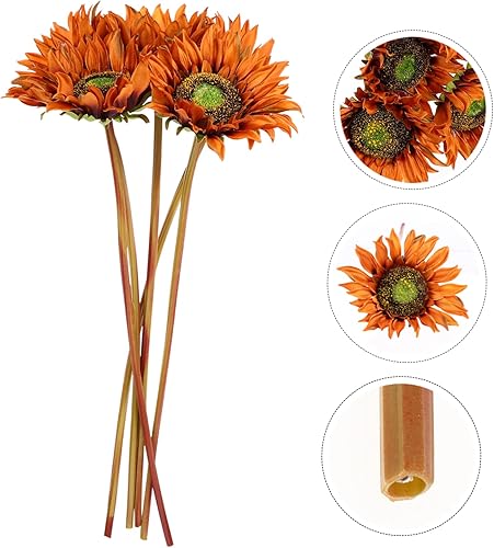 Miniatura 3 de IMIKEYA 5 piezas de flores artificiales decorativas, decoración de centro de mesa de flores de seda, flores falsas de crisantemo artificial,