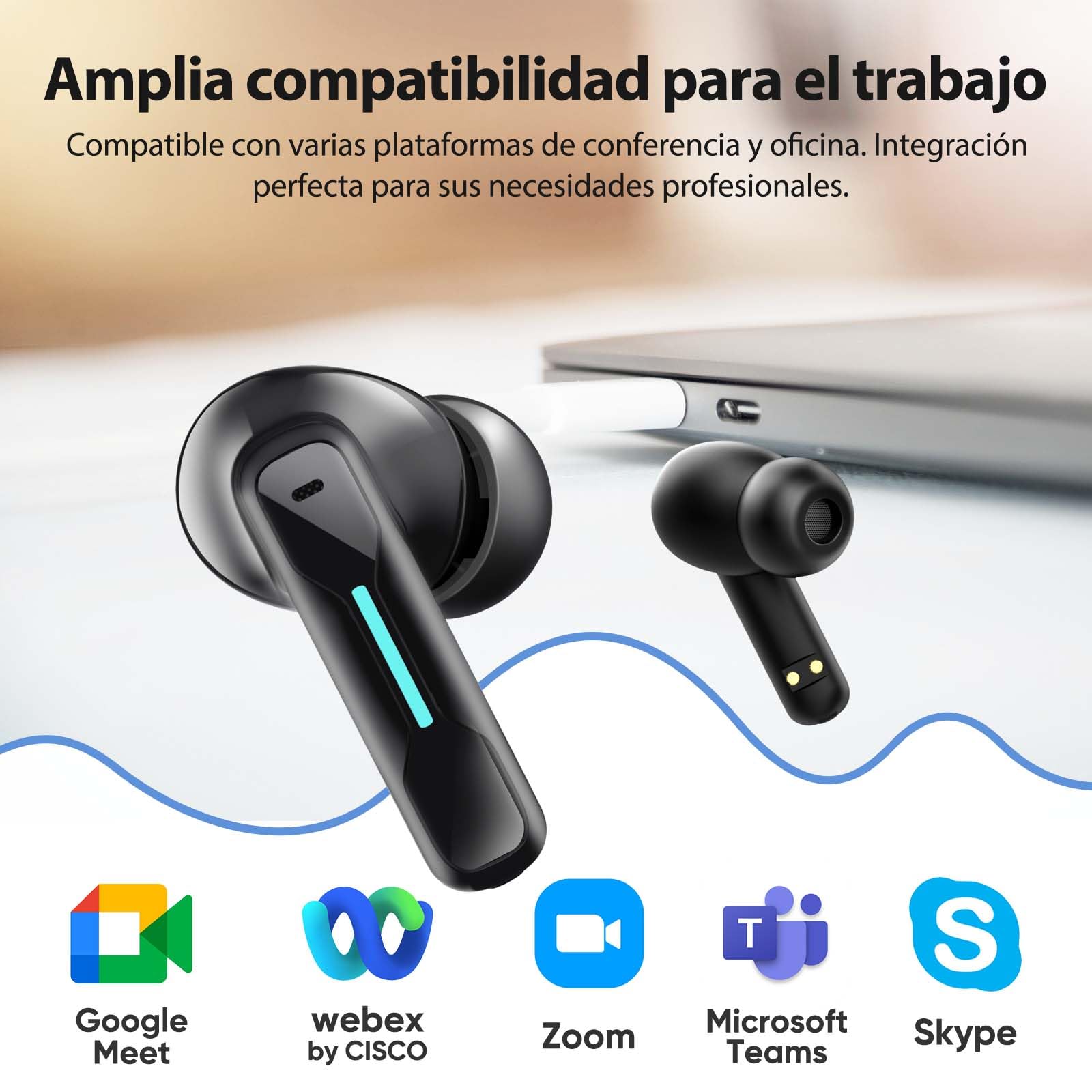 Middle Rabbit SW4 Auriculares Inalambricos Bluetooth USB Dongle para PC Portatil Wireless Headset Trabajo Inalámbricos Auriculares con Micrófono Headphones Auricular para Ordenador Escritorio Portátil