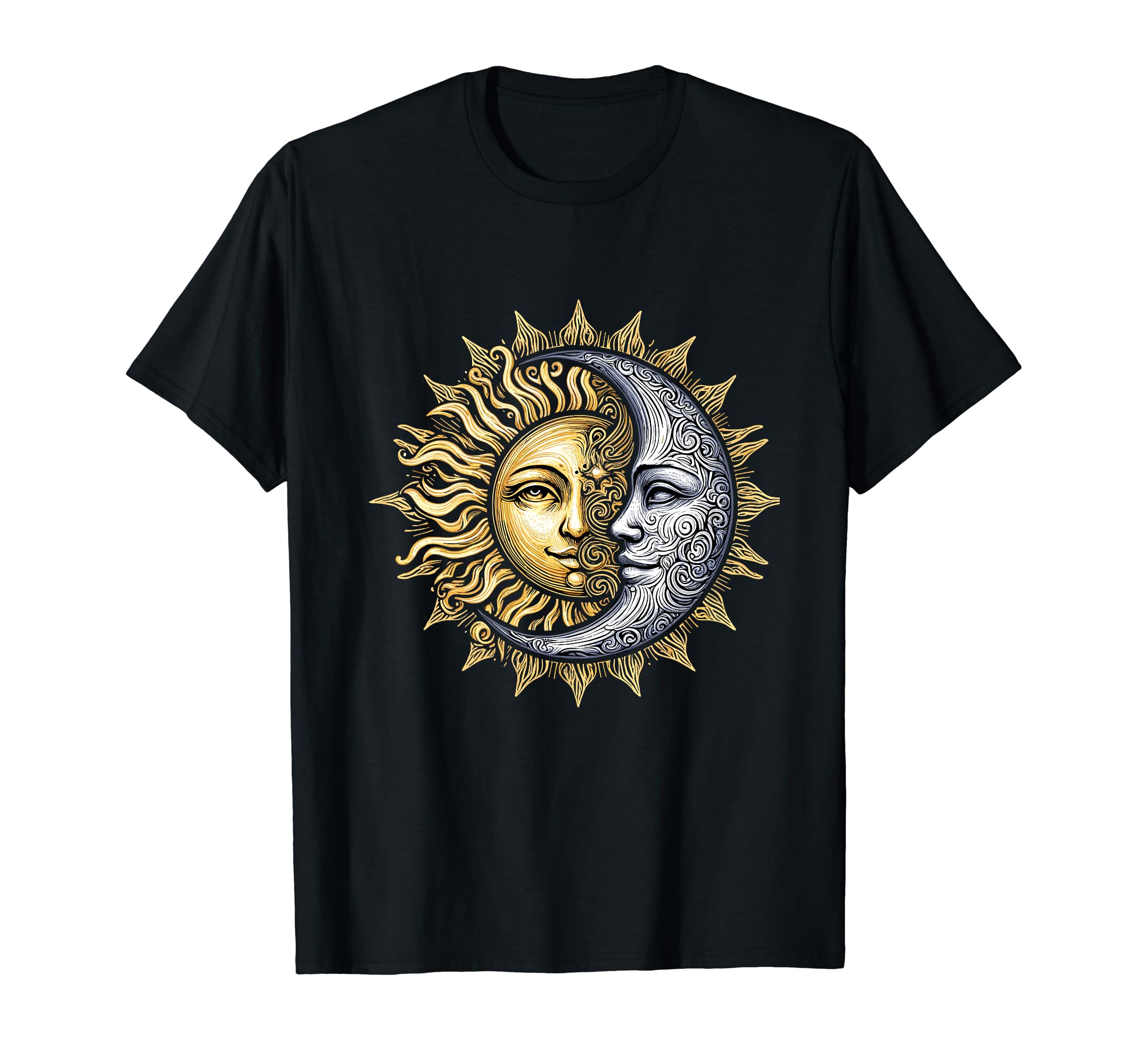 Astronomy Stars Sun Moon PlanetsYin Yang Sun and Moon T-ShirtOEKO-TEX STANDARD 100