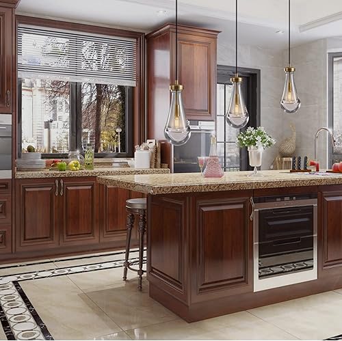 Miniatura 9 de Juego de 3 luces colgantes de gota de lluvia, luces colgantes para isla de cocina, paquete de 3, luces colgantes de cristal de lágrima para