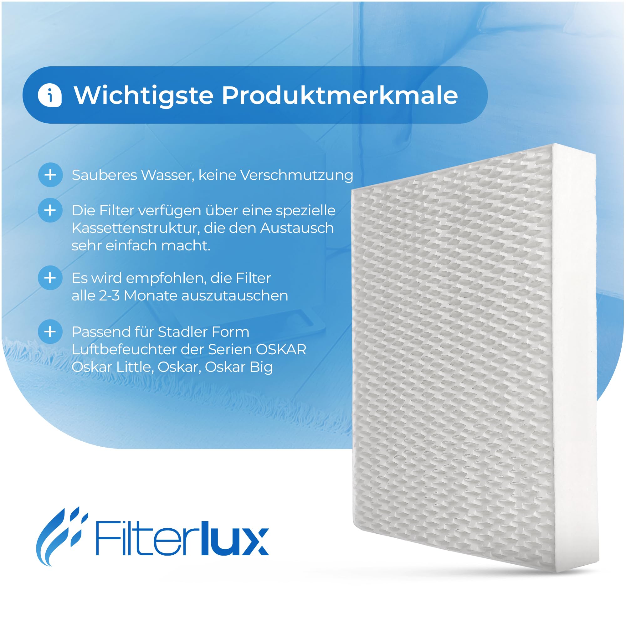 ERSATZFILTER 4 STÜCK FÜR LUFTREINIGIER LUFTBEFEUCHTER KOMPATIBEL MIT STADLER FORM OSKAR LITTLE BIG FILTERLUX Hochwertige Antibakteriell Ersatzfilter Für Optimale Luftreinigung Zubehör & Ersatzteile