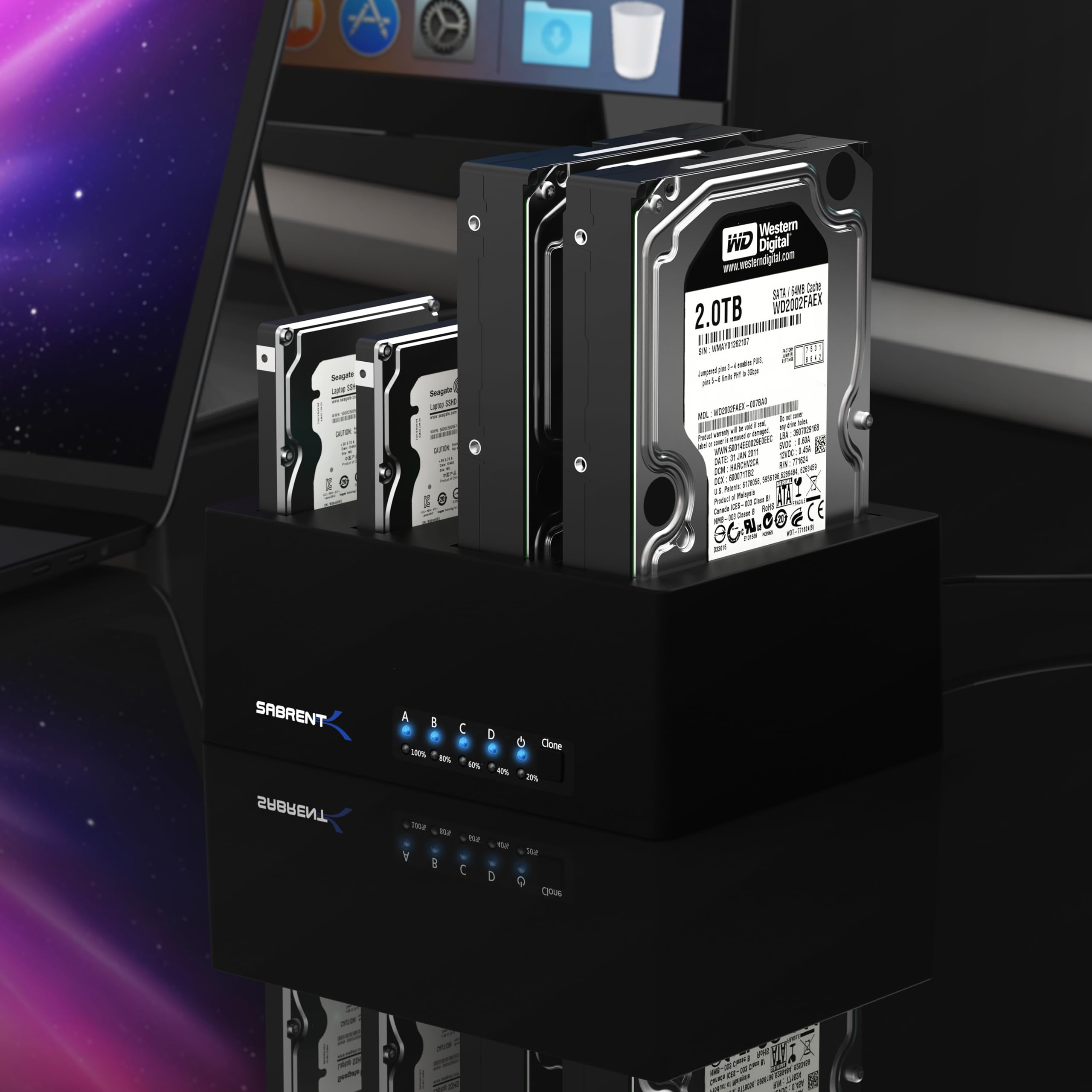 SABRENT SSD Disco Duro/HDD estación de Acoplamiento de 3,5" | para SATA SSD 1TB, 2TB, 4TB, HDD 8TB hasta 22TB (4 Bahías)| Carcasa de Alta Velocidad USB 3.1 | Instalación sin Herramientas [DS-U3B4] | Para SATA SSD 1TB, 2TB, 4TB, HDD 8TB Hasta 22TB (4 Bahía