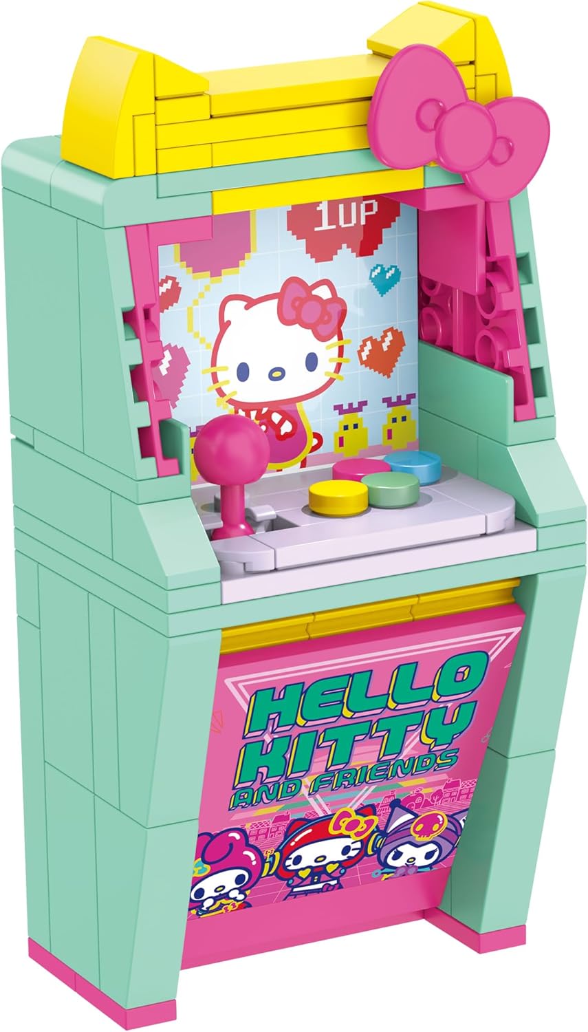 Brickcraft Hello Kitty and Friends Arcade Building Set, 102 PCS Toy Kit for Ages 12+, Retro Video Game Machine Model with Stickers, Cute Collectible Sanrio Gift Idea for Teens & Adults, Xmas Present
