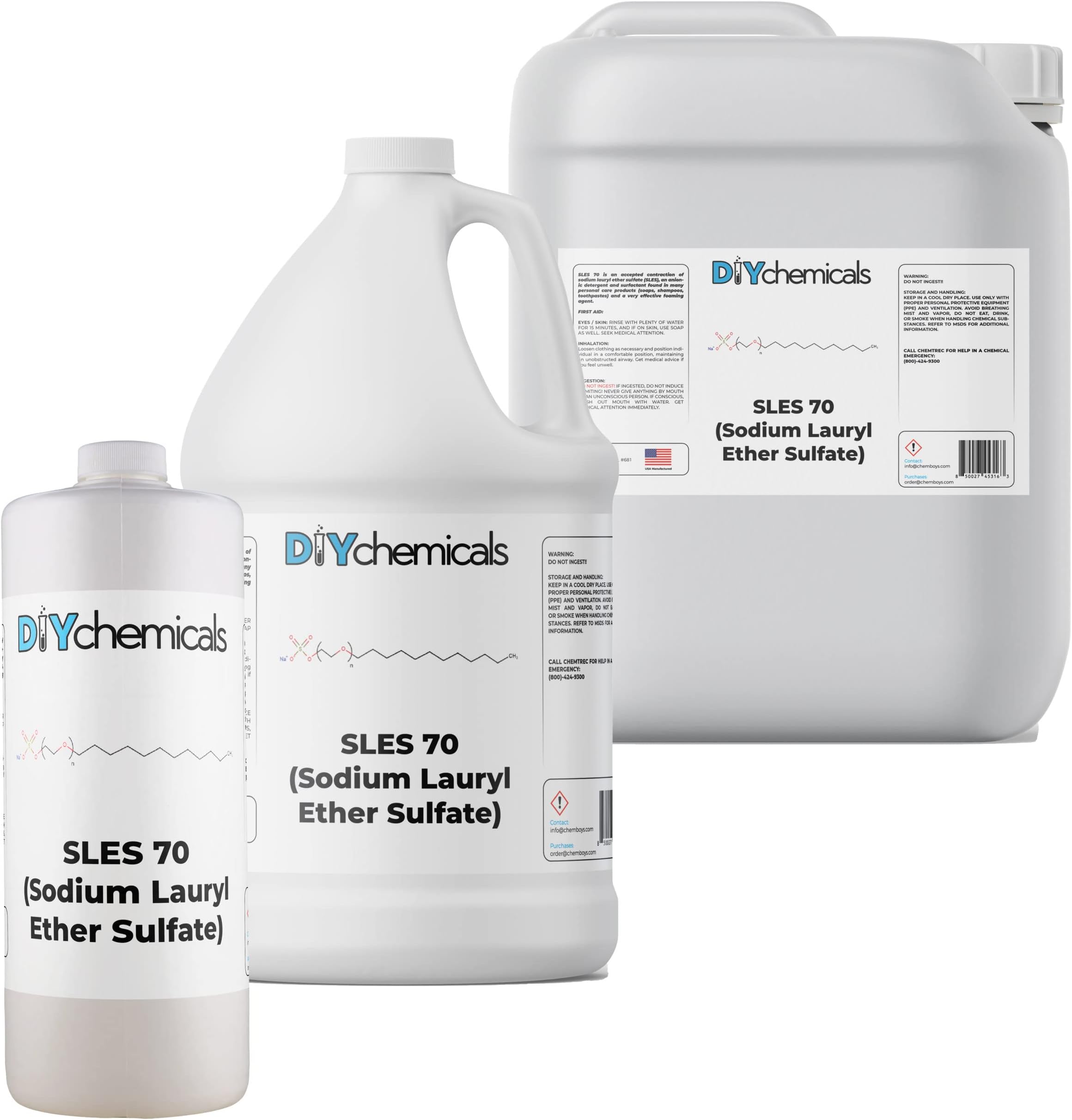 DIYChemicals | High Purity 70% Sodium Lauryl Ether Sulfate (SLES) (1 Gallon)
