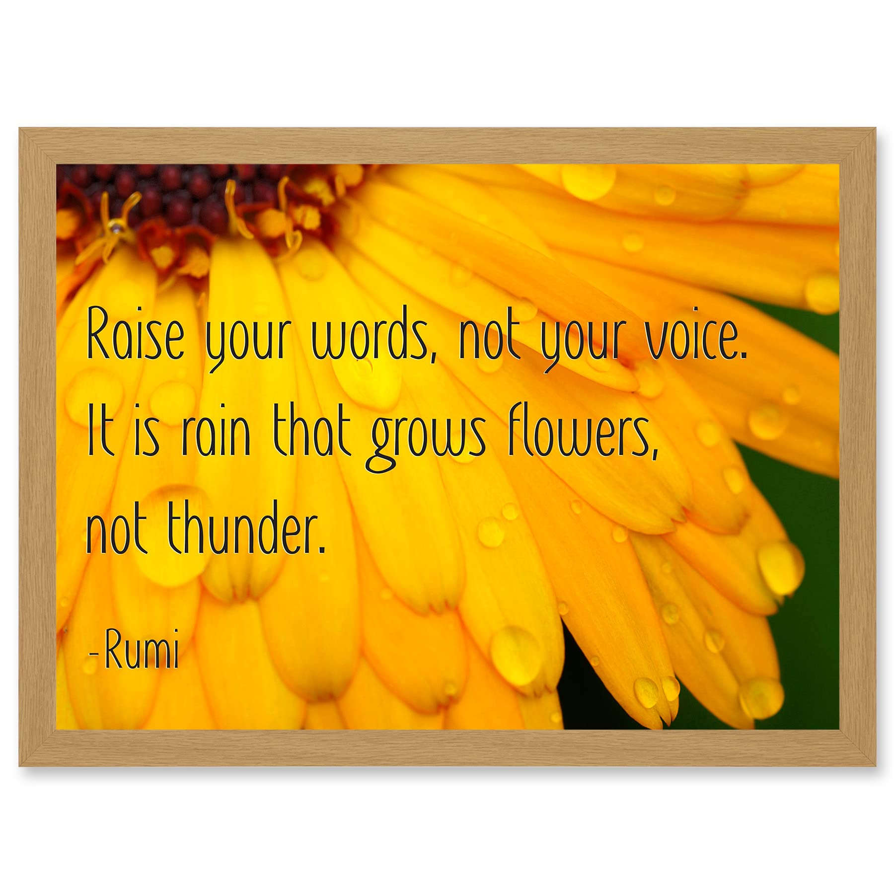 Wee Blue Coo Quote Typography Words Raise Your Words Not Voice Thunder Rumi Artwork Framed Wall Art Print A4