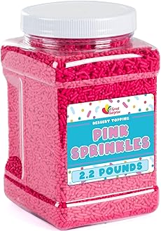 Pink Sprinkles - 2.2 Pounds - Mother's Day Toppings - Bulk Hot Pink Sprinkles for Cupcakes, Baby Showers, Gender Reveal, Princess Parties