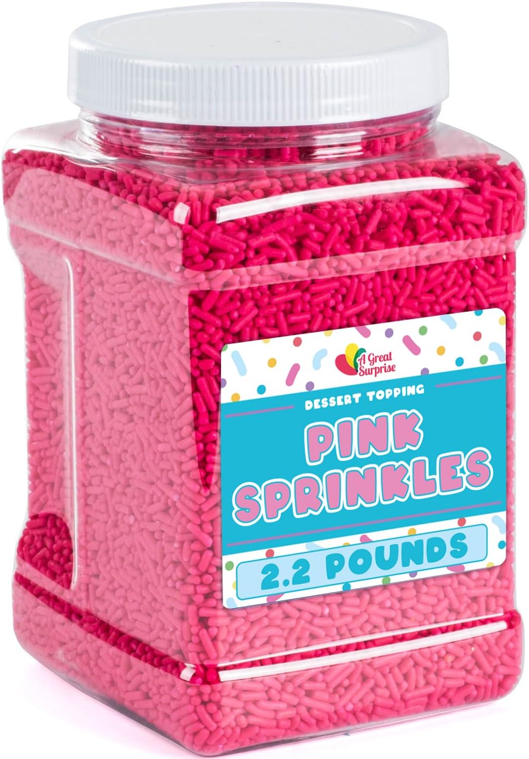 Pink Sprinkles - 2.2 Pounds - Mother's Day Toppings - Bulk Hot Pink Sprinkles for Cupcakes, Baby Showers, Gender Reveal, Princess Parties