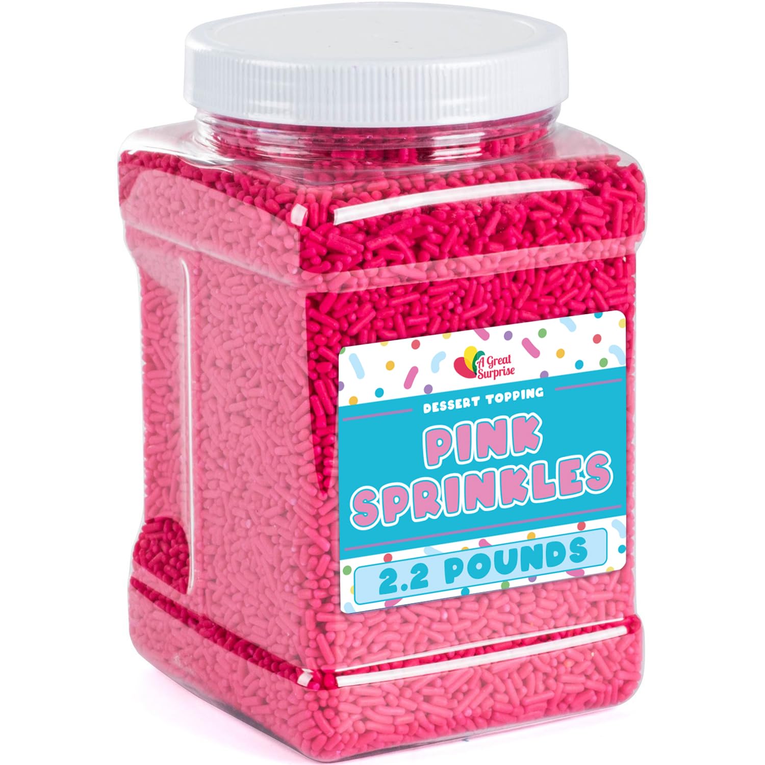 Pink Sprinkles - 2.2 Pounds - Mother's Day Toppings - Bulk Hot Pink Sprinkles for Cupcakes, Baby Showers, Gender Reveal, Princess Parties