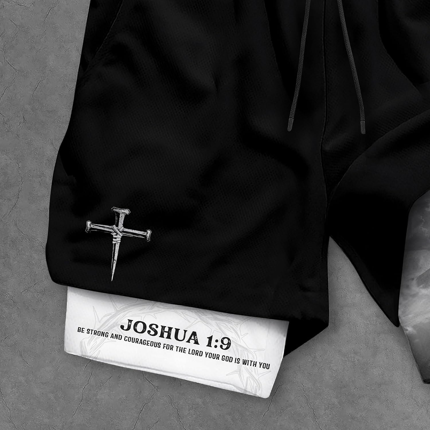 Joshua 1:9 Christian Shorts for Men, Mens Gym Clothes, Mens Shorts with Liner, Work Out Shorts Gym for Men