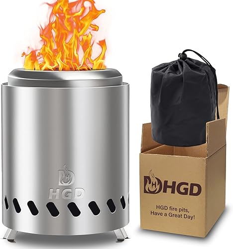 Miniatura 12 de HGD Hoguera de mesa pequeña de 9.6 x 7.1 pulgadas, mini fogata portátil sin humo, estufa de campamento con bajo humo para exteriores y patio,
