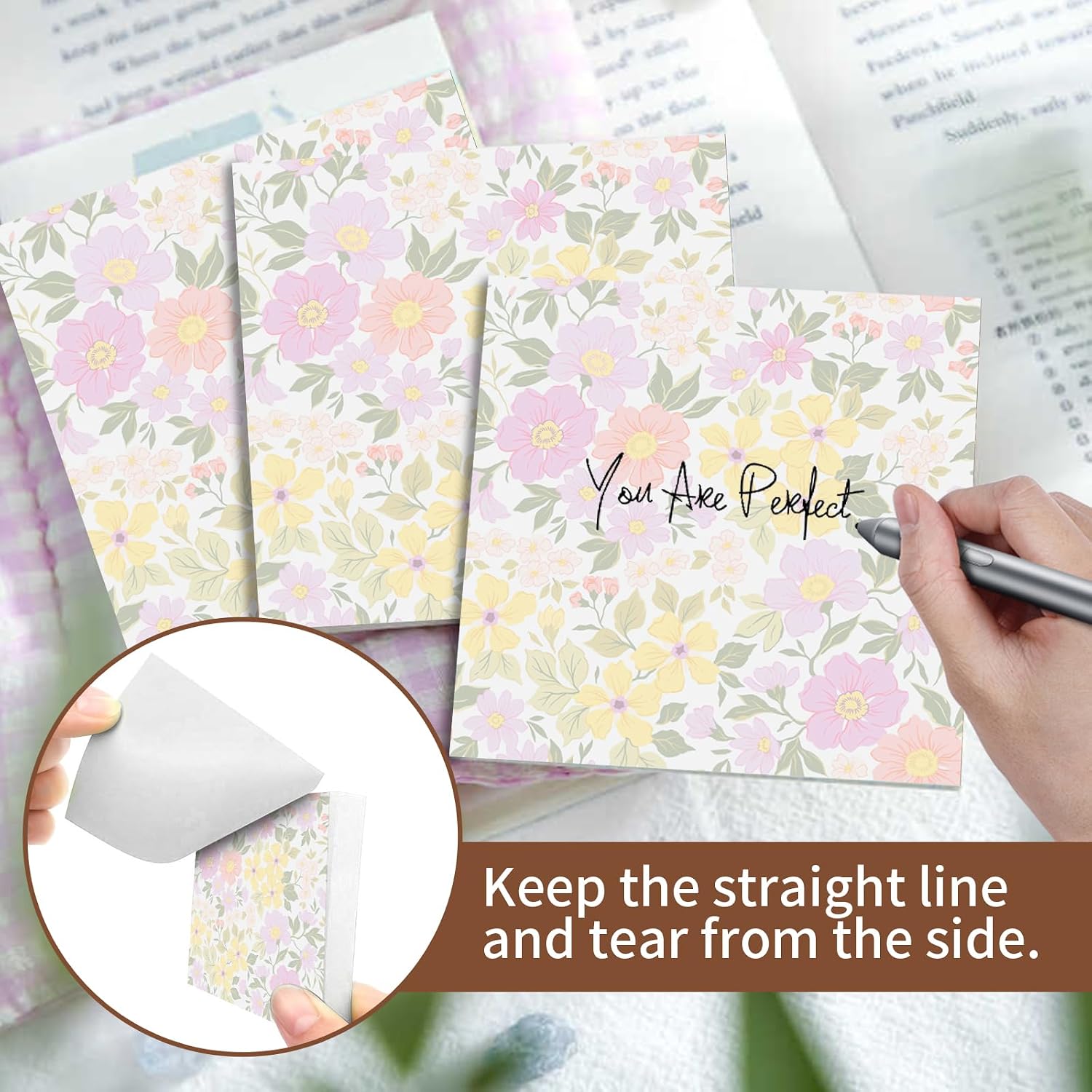 Sticky Notes 3x3 Inches, Cute Self-Stick Pads, Funny Self-Sticky Note Pads for Office, Home, Organization Cute Colorful Flower image 4