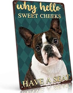 Playful Sweet Cheeks Dog Vintage Metal Wall Art Signs 8X12 Inch | Pet Lover Wall Decor, Indoor Outdoor for Home, Living Room, Pet Room, Porch, Office, Gift for Dog Lovers or Pet Owners