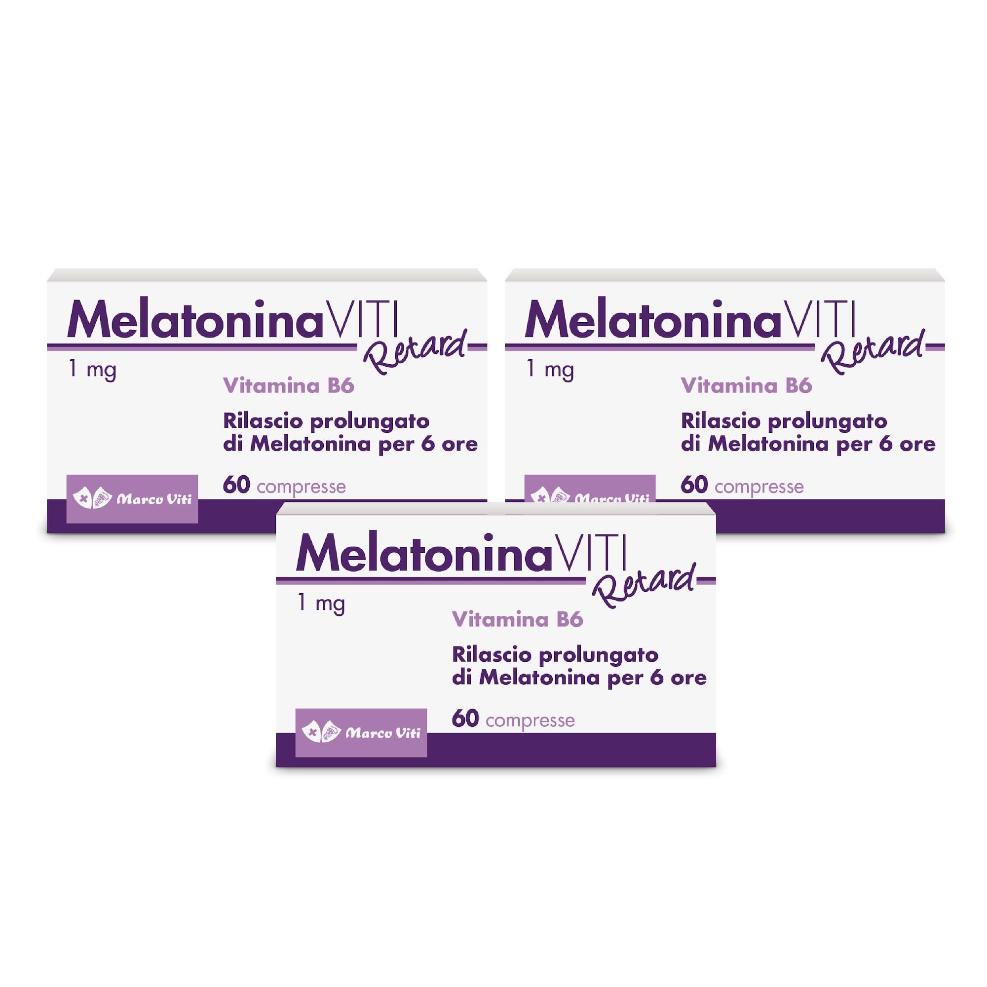Melatonina Viti Retard - Integratore per il Sonno, 3x60 Compresse, con Melatonina e Vitamina B6, Aiuta a Dormire, Migliora la Qualità del Sonno