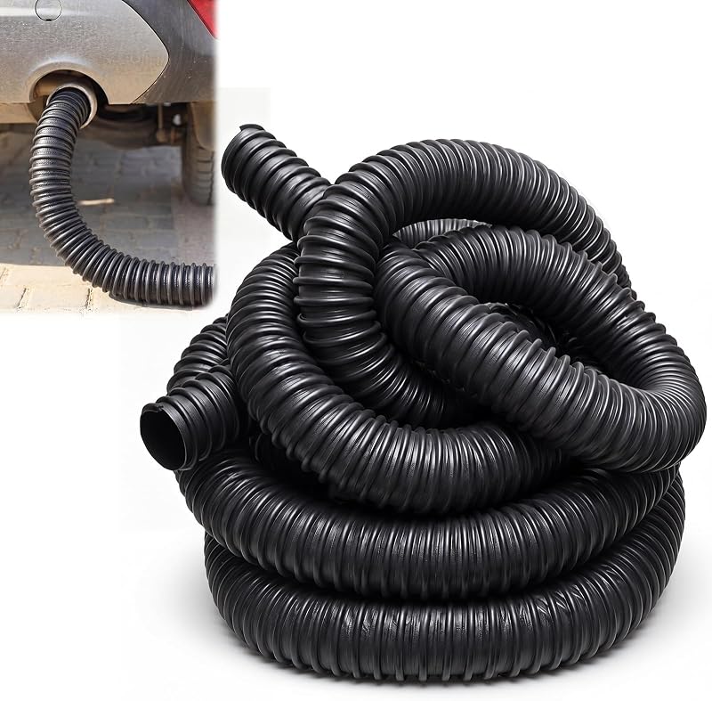 2.5" ID x 11' Length Car Exhaust Hose for Garage Heavy Duty EPDM Rubber Pipe for Automotive Exhaust Vent, 600°F Heat Resistant Spliceable, for Home Garage, Auto Shop, and More