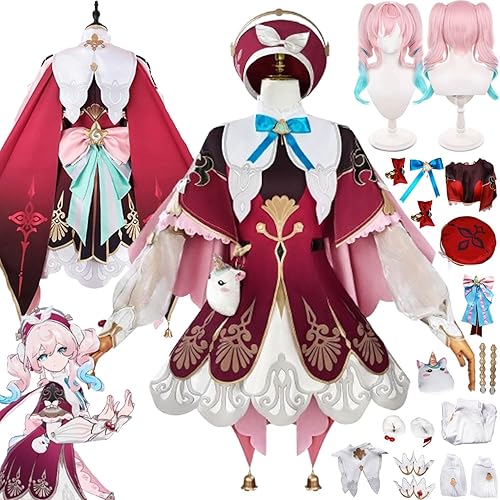 bbganlian Honkai Star Rail Hyacine Cosplay Costume Outfit Game Character Castorice Fugue Anaxagoras Uniform Full Set Halloween Carnival Party Dress Up Suit with Wig Hat for Women - S