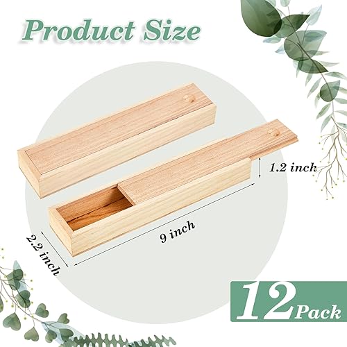 Miniatura 2 de Caja de madera sin terminar de 12 piezas con tapa deslizante, caja de madera pequeña, contenedor de regalo, joyero, caja de lápices para Navidad,