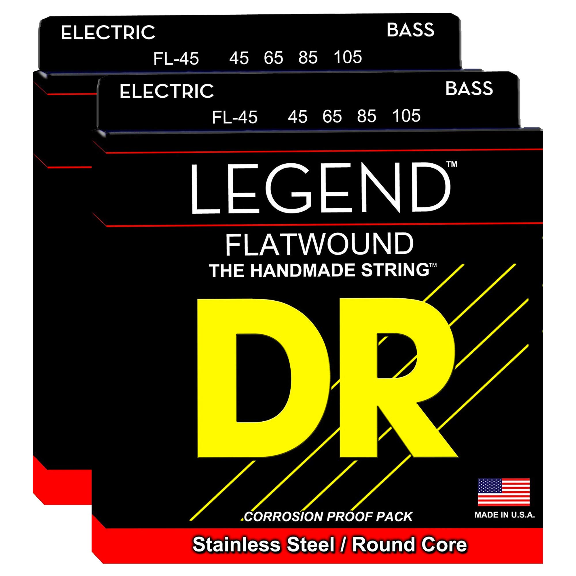 DR Strings FL-45 Legend Hi-Beam Flatwound Bass 45-105 2 Pack Bundle