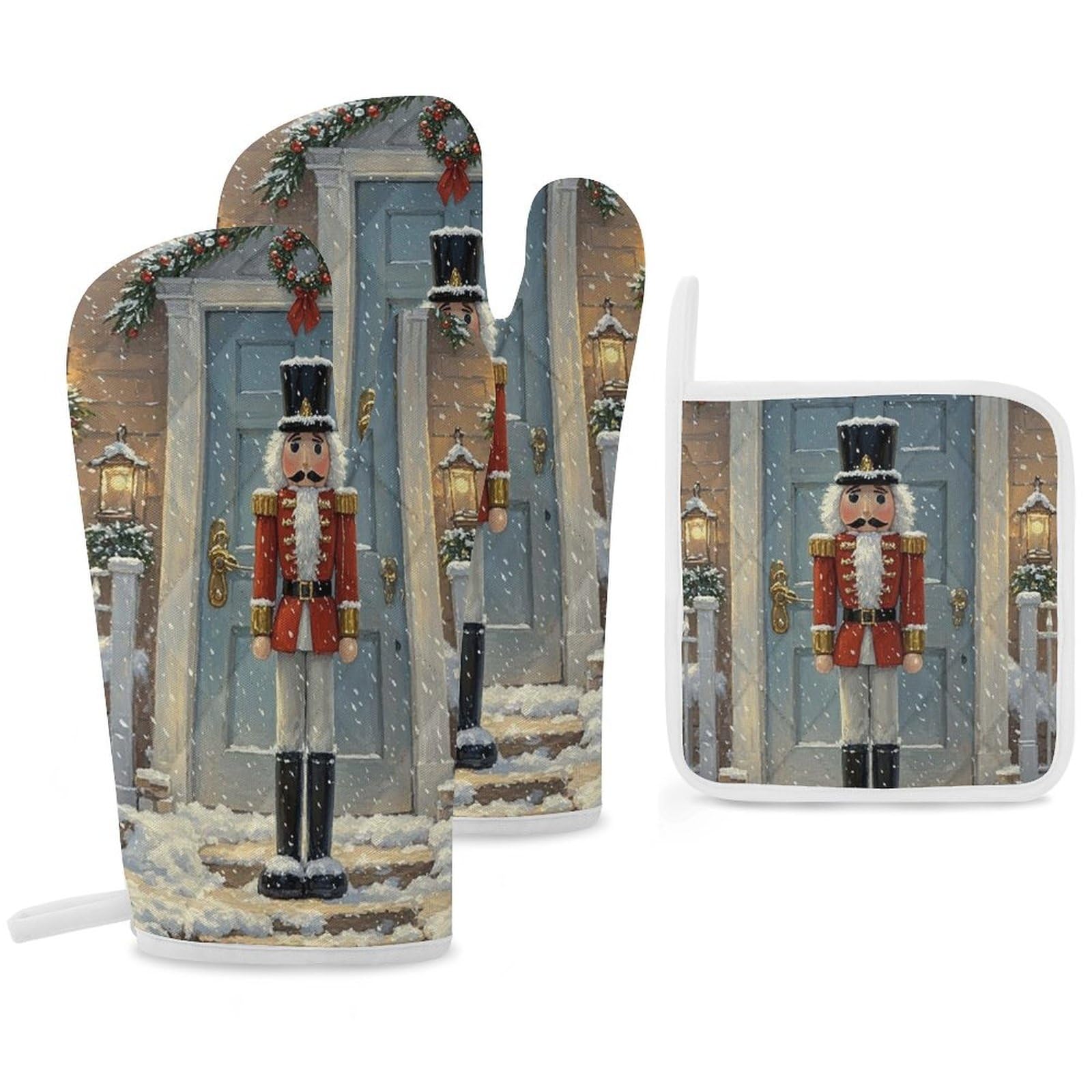 Gants de cuisine vintage casse-noisette résistants à la chaleur avec maniques pour four
