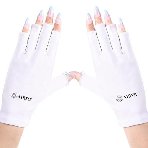 Miniatura 1 de AIRSEE Guantes UV para lámpara de uñas, guantes profesionales de protección UV UPF50+ para manicuras, arte de uñas, guantes sin dedos que protegen