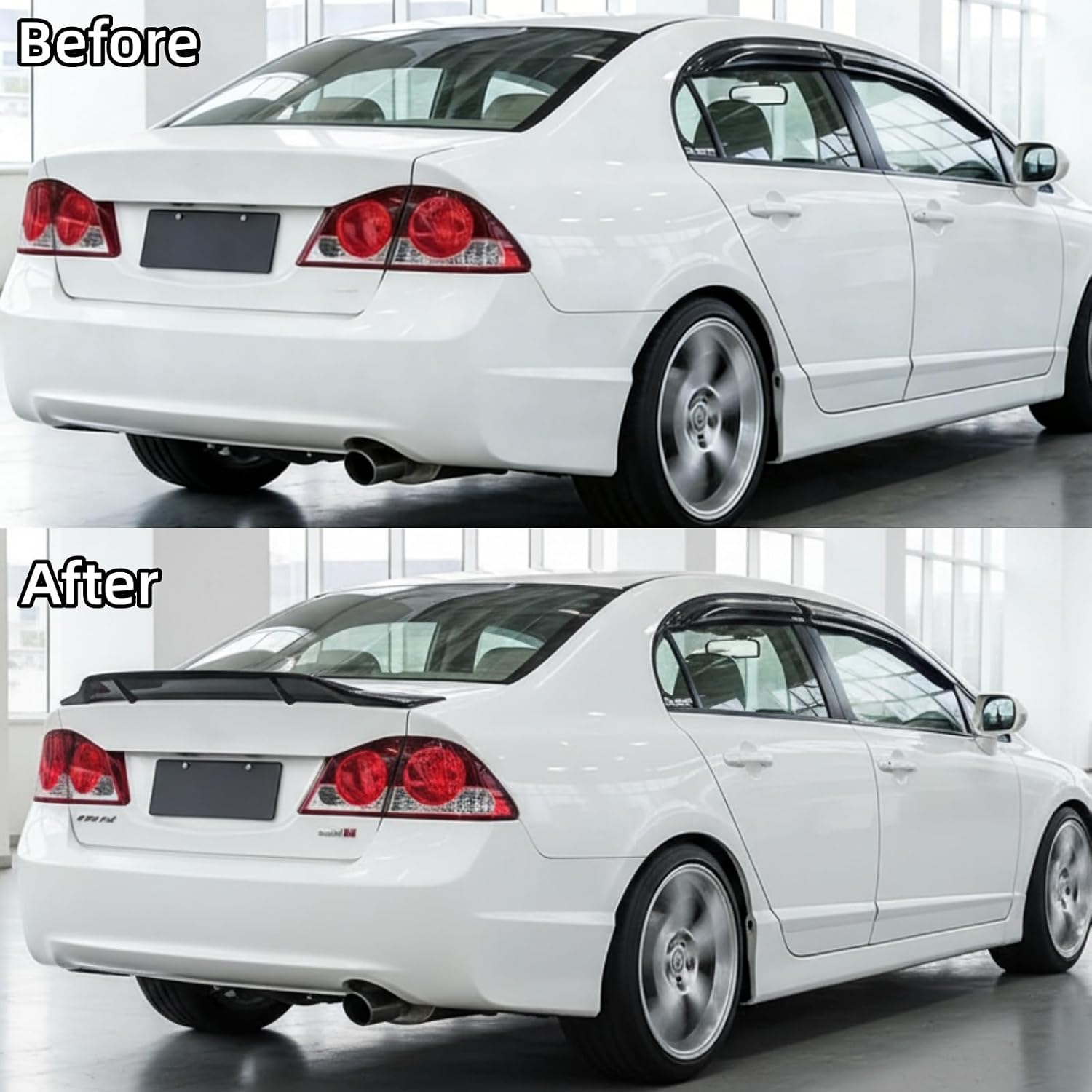 time secret Duckbill Rear Spoiler for Honda Civic 2006 2007 2008 2009 2010 2011 4-Door Sedan, Glossy Black Exterior High Kick Trunk Tail Deck Lid Wing Lip