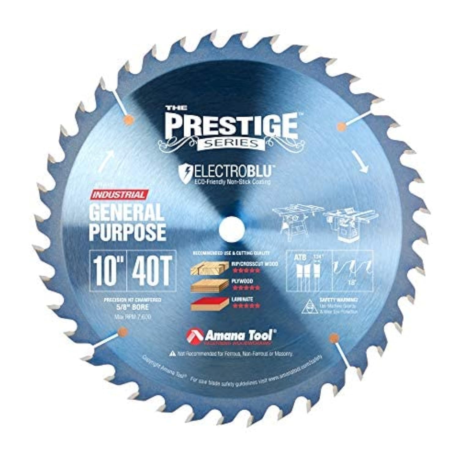 PR1040C Electro-Blu Carbide Tipped Prestige General Purpose 10 Inch Dia 40T A