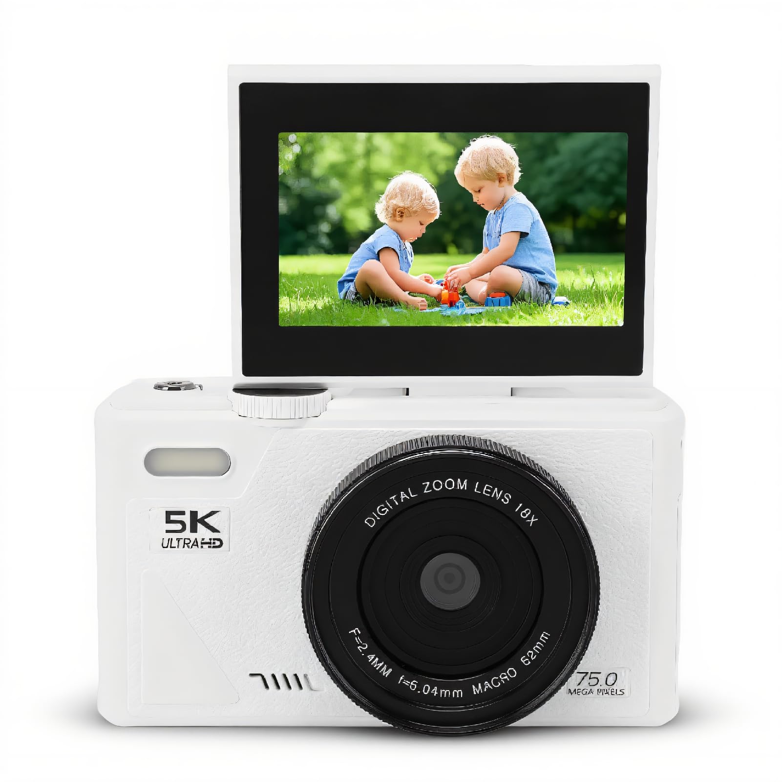 75MP 5K Digital Camera with 18X Zoom, Retro Mirrorless Camera, Autofocus Image Stabilization 3 Inch LCD Screen Smile Detection, for Family Gatherings Travel Photography (Black) (White)-picture-19