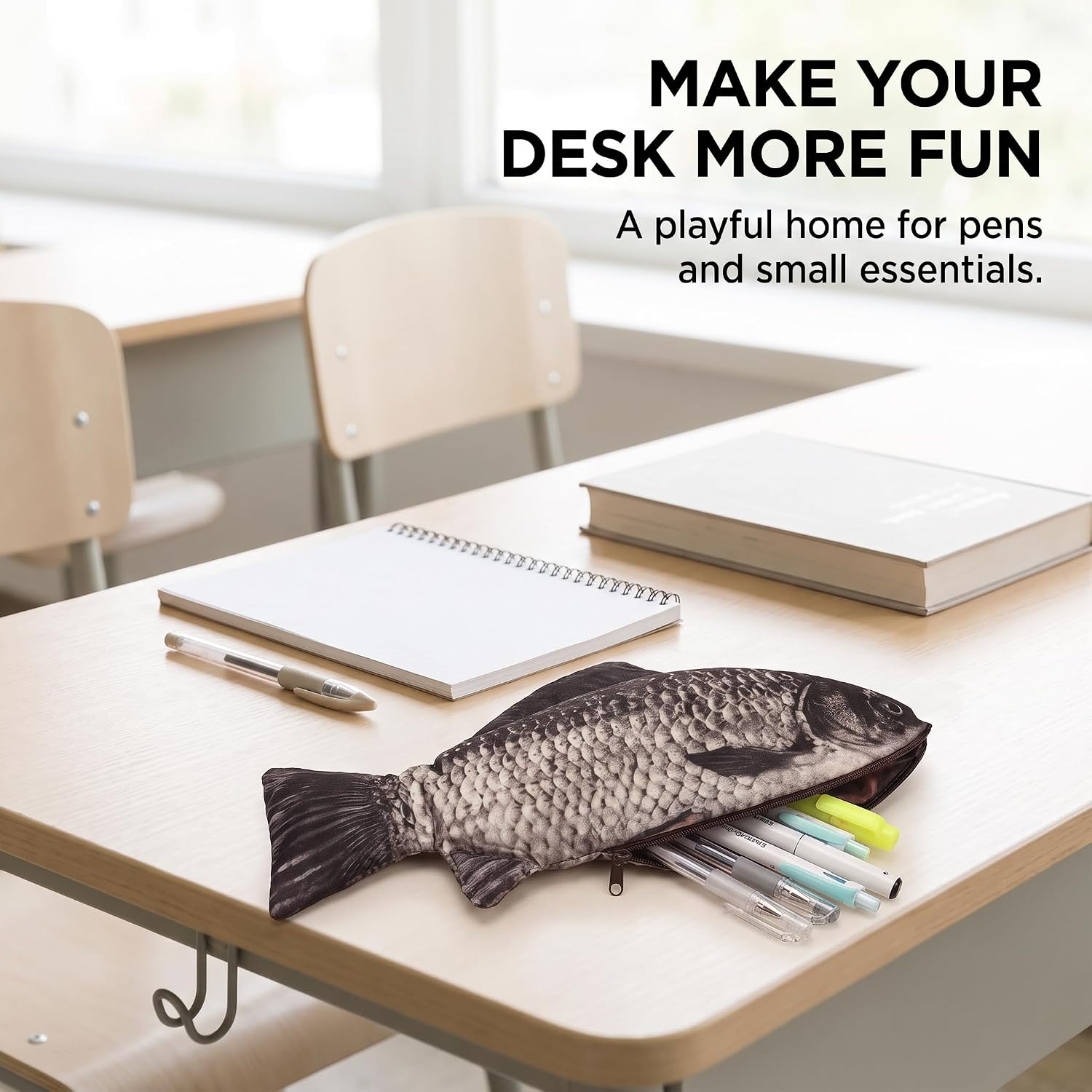 Pencil Box Pen with Zipper Realistic Case Pouch Shape Fish Bag Pen Pencil Make-up Office and Stationery and Marker Cases