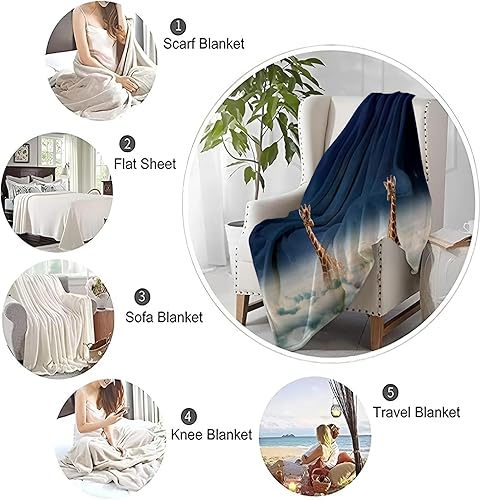 Miniatura 7 de Manta de forro polar para mujeres, hombres y niños, súper suave, regalo (60 x 80 pulgadas), manta con patrón de jirafa espacial, cómoda, cálida,