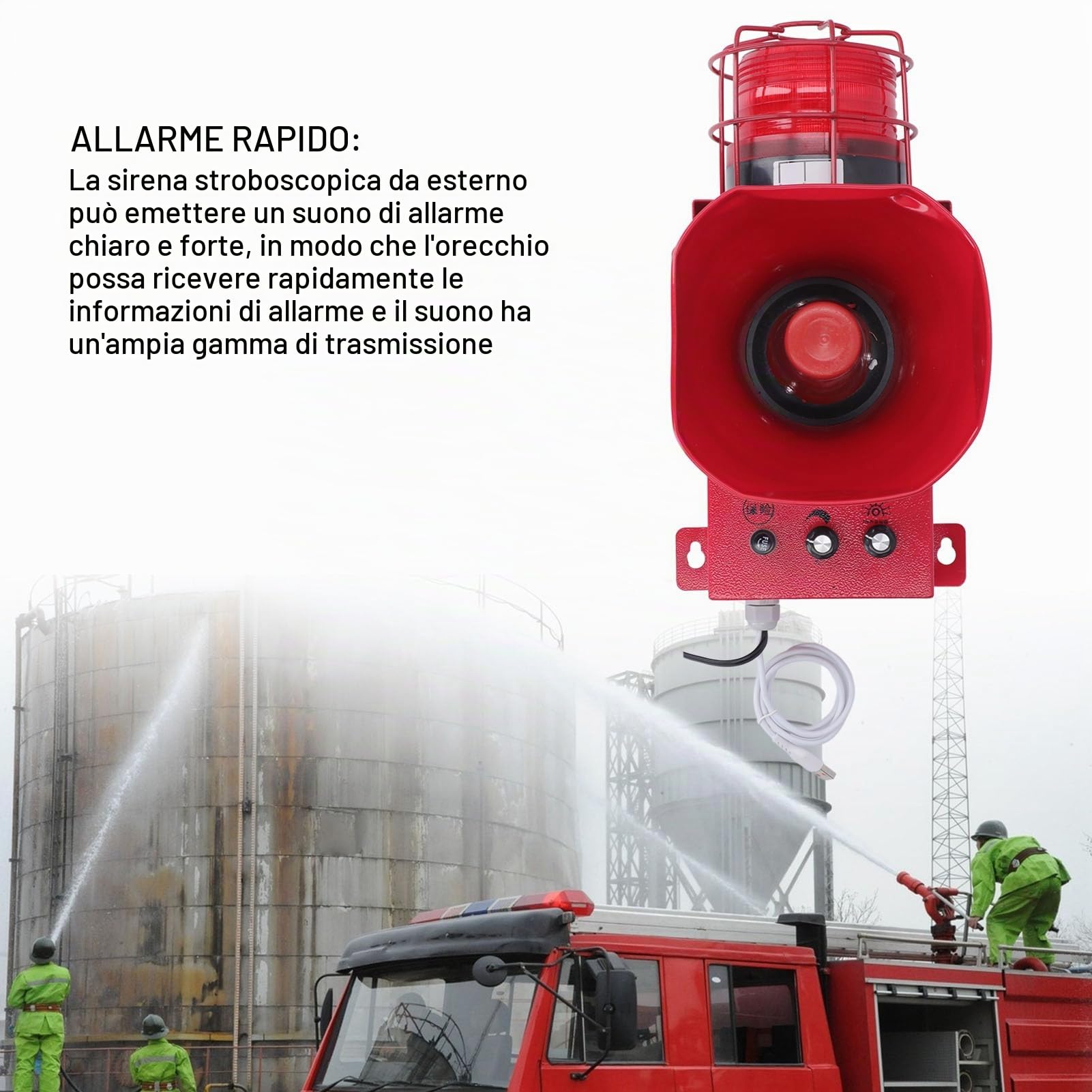 Sirena Industriale di Allarme Stroboscopico di Emergenza 6.7A 180dB Sirena Impermeabile IP65 per Miniera di Pietra e Sabbia (Spina europea 220V)