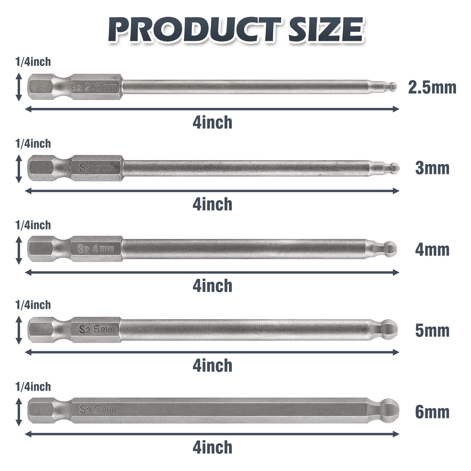 Kacsoo 9pcs Sechskant-kugelkopf-schraubendreher Set Metrisches Inbus