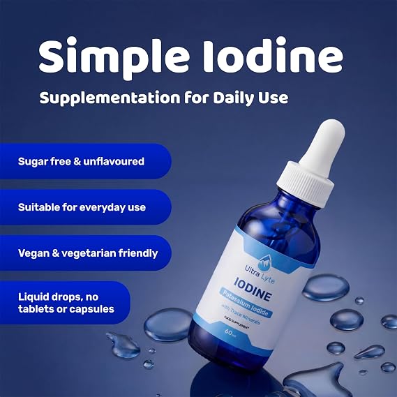 Ultra Lyte Iodine 255MCG – 59ml مكمل اليود من يوديد البوتاسيوم – وظيفة الغدة الدرقية المثلى ، إنتاج الهرمونات – مكمل غذائي للوظيفة المعرفية ، مستويات الطاقة العادية