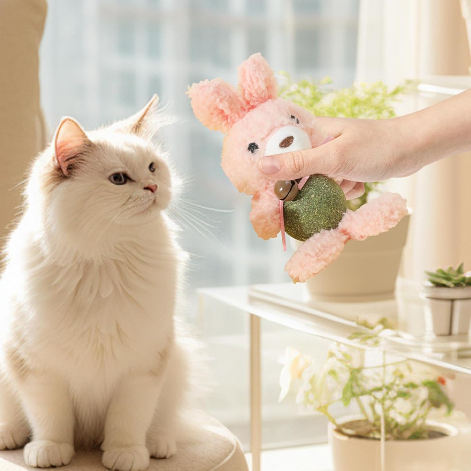 ycezw Plush Catnip Toy - Soft Plush Toy with Bell, Cat Teething & Chew Toy | Interactive Teething Toy, Cartoon Bunny Catnip Treat Bag, Indoor Interactive Cat Toy, Fun Teething Toy for Kitten Playtime 9