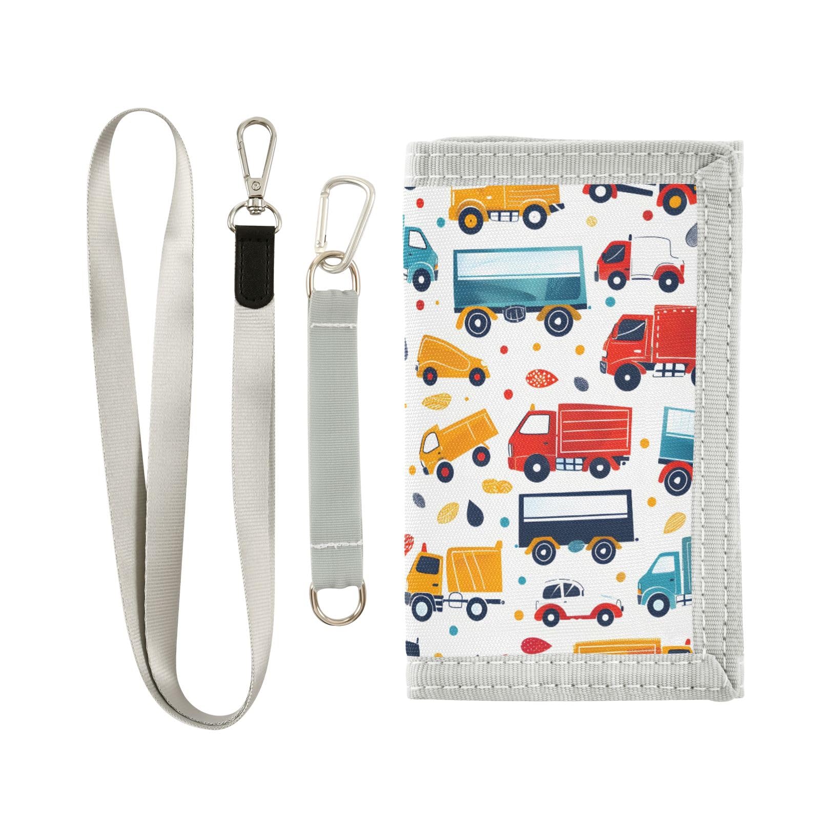 ALAZA Kids Wallets for Boys Girls Toddler Trifold Wallet Children Small Truck White with Zipper Coin Pocket