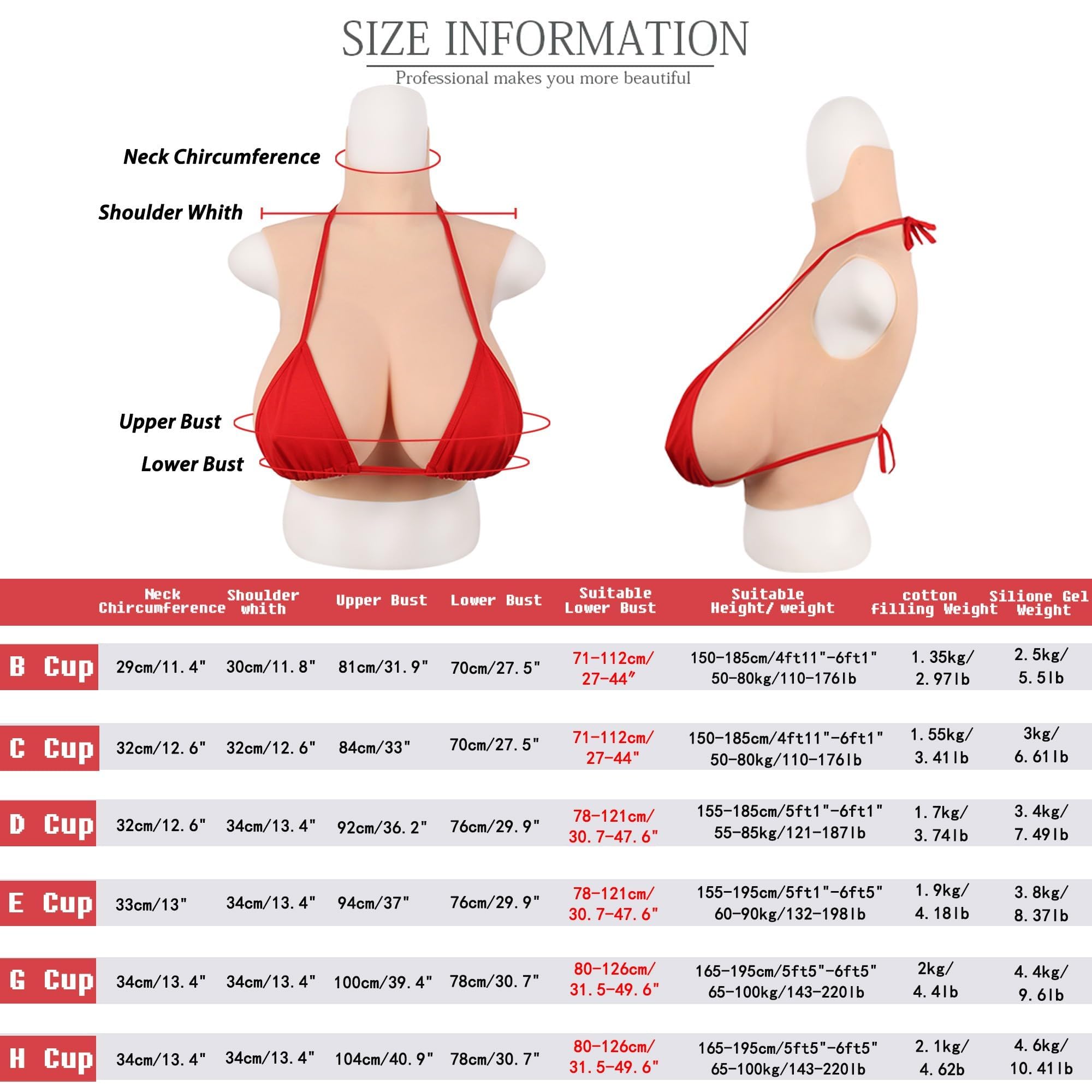 Prothèse Mammaire, Sein de Silicone Prothèse Faux Seins Formes en Silicone Artificielle Poitrine Forme B-I Cup, Plaques de Poitrine en Silicone pour Mastectomie Transgenre Drag Queen Cosplay