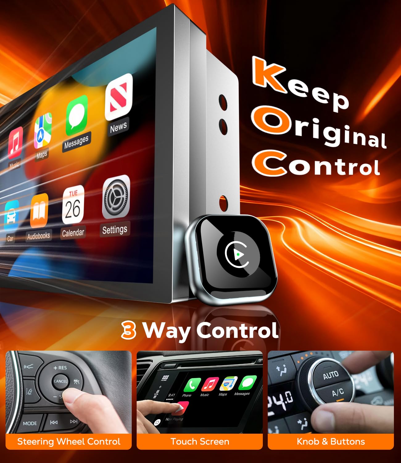 Adattatore CarPlay wireless SOLO per Apple CarPlay Cablato installato In Fabbrica & iOS 10+ – Converte Car Play Cablato in Wireless – USB C/A Plug & Play, Super Mini, Connessione Bluetooth Stabile