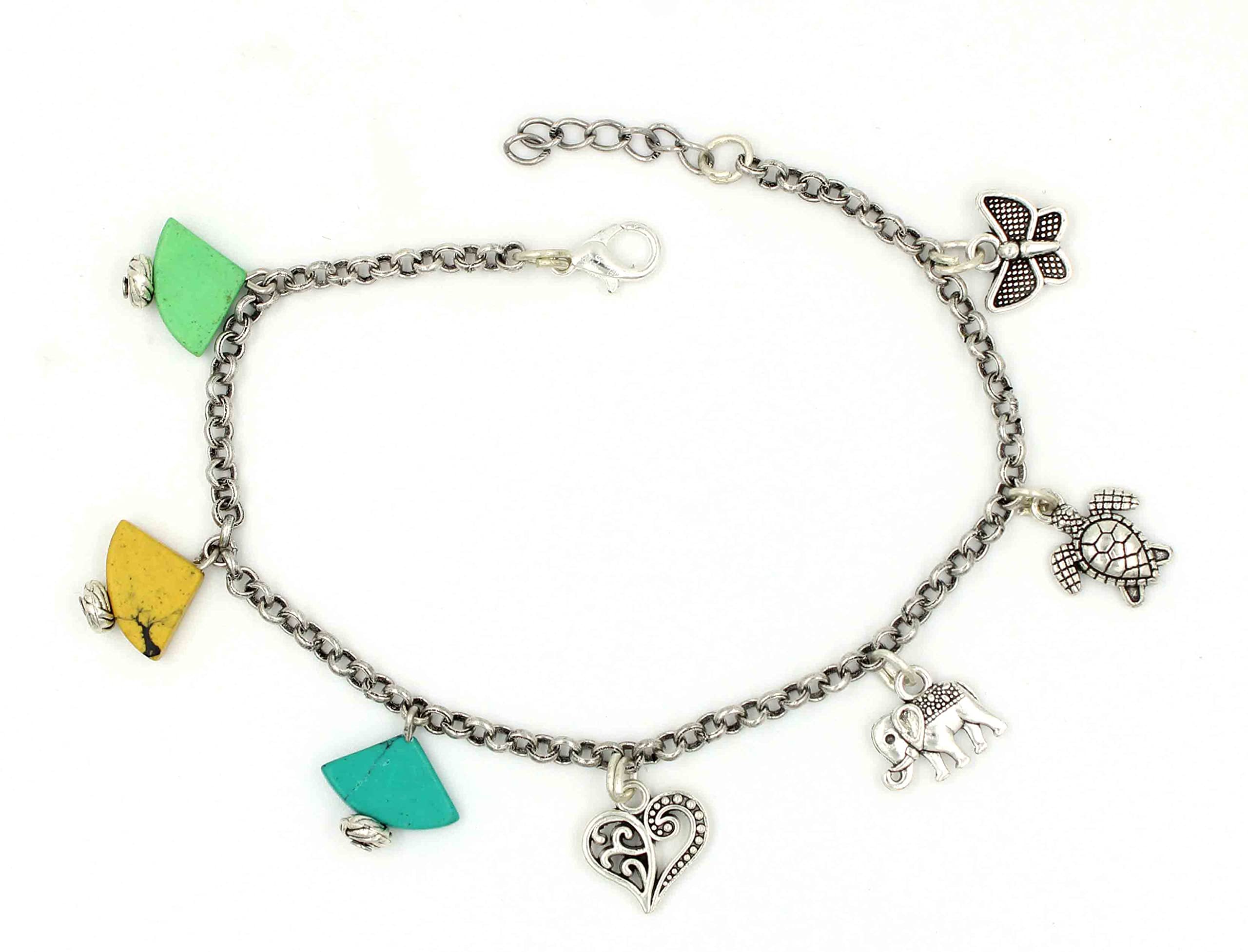 GURJARI JEWELLERS Silver chain with Turquoise beads oxidised Anklets for Girls/nazariya anklet a509 (B0BNNQ8SCK) Amazon Price History, Amazon Price Tracker