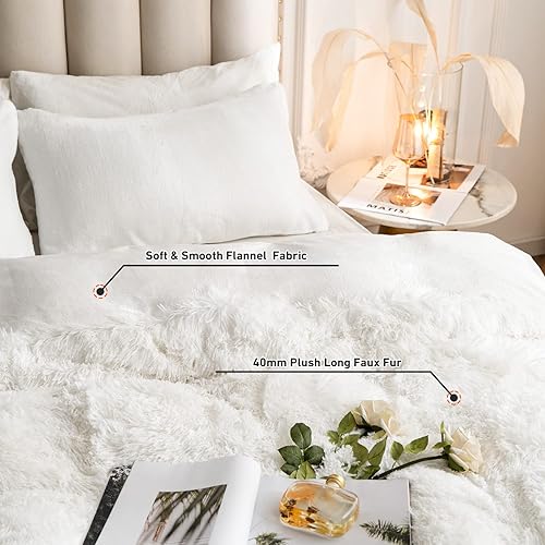Miniatura 9 de Shaggy - Juego de funda de edredón de peluche suave de lujo con cierre de cremallera, 3 piezas, juego de 1 funda de edredón de pelaje sintético + 2