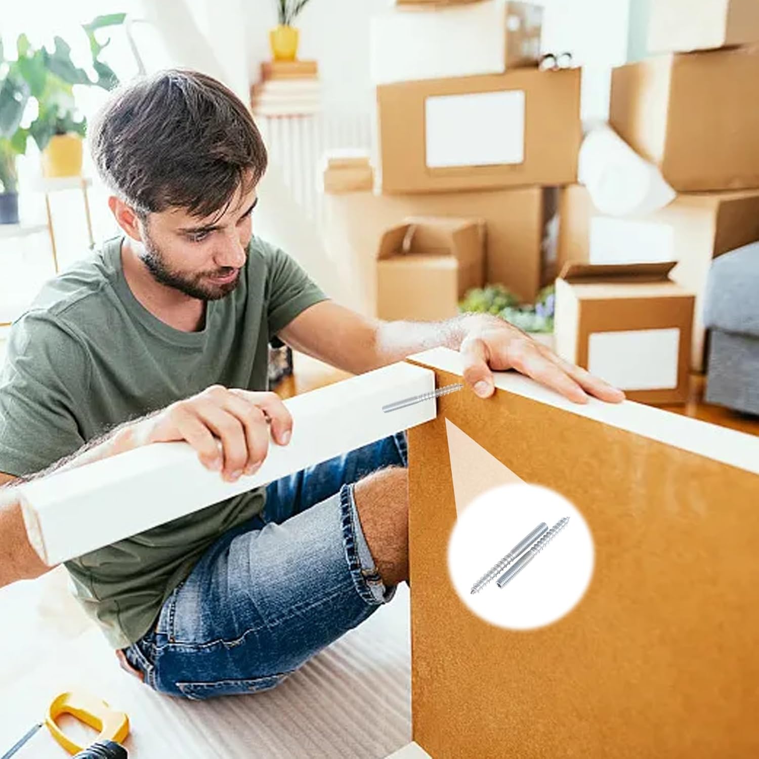 Pack of 10 hanger bolts, M6 x 60 mm, double threaded screws, dowel attachment, double-sided dowel screws, mounting material, mounting material