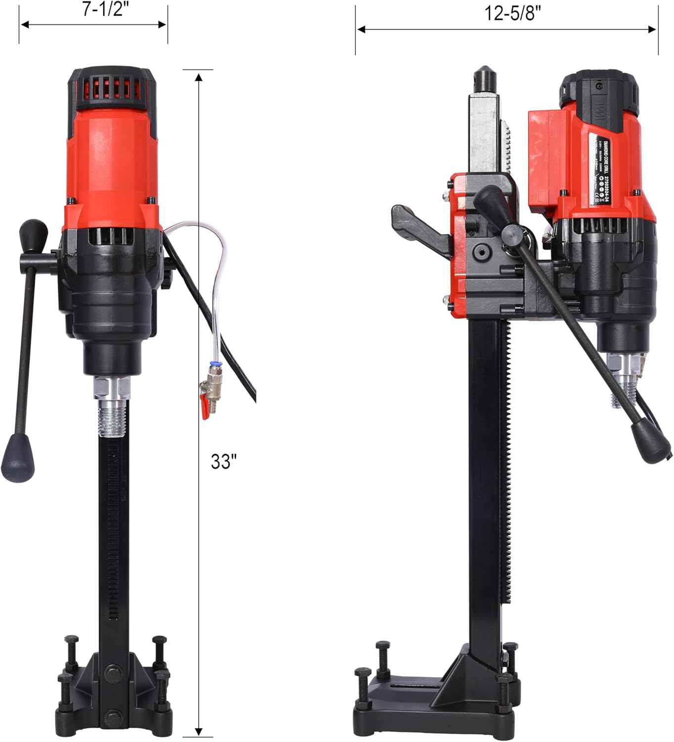 9.4-inch Wet Dry Diamond Core Drilling Machine 700RPM Concrete Core Drill Rig Stand Hole Cutter for Concrete Brick Block Stone 3200W High-Speed Drill Rig with Water Pipe Connector Black+Red