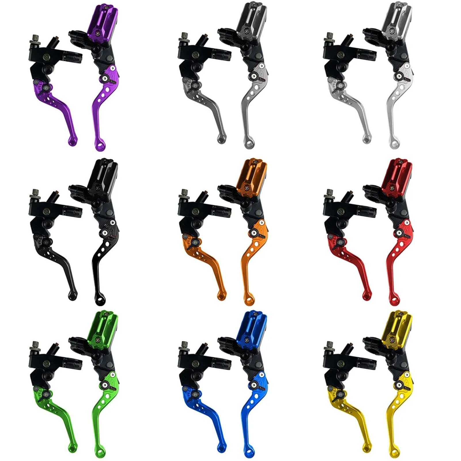 Motorrad-Kupplungshebel CNC-gefräster 7/8" (22 mm) Universal-Motorrad-Bremszylinder für mit Hebel, Kabel und Kupplungsflüssigkeitsbehälter(Silvery A)